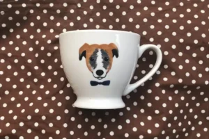 Hand-painted mug with a pet's portrait