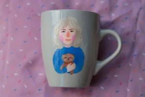 Hand-painted mug with a pet's portrait
