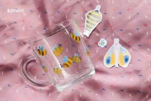 A hand-painted glass mug