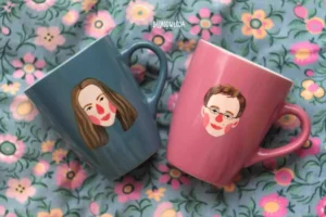 Hand-painted mugs with portraits - a gift for grandmother and grandfather