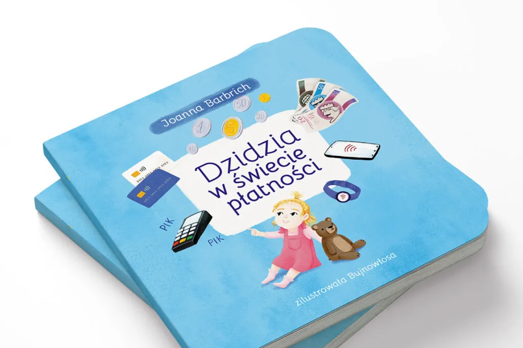 Okładka książki "Dzidzia w świecie płatności", Alior Bank, ilustracja Anny Karwali