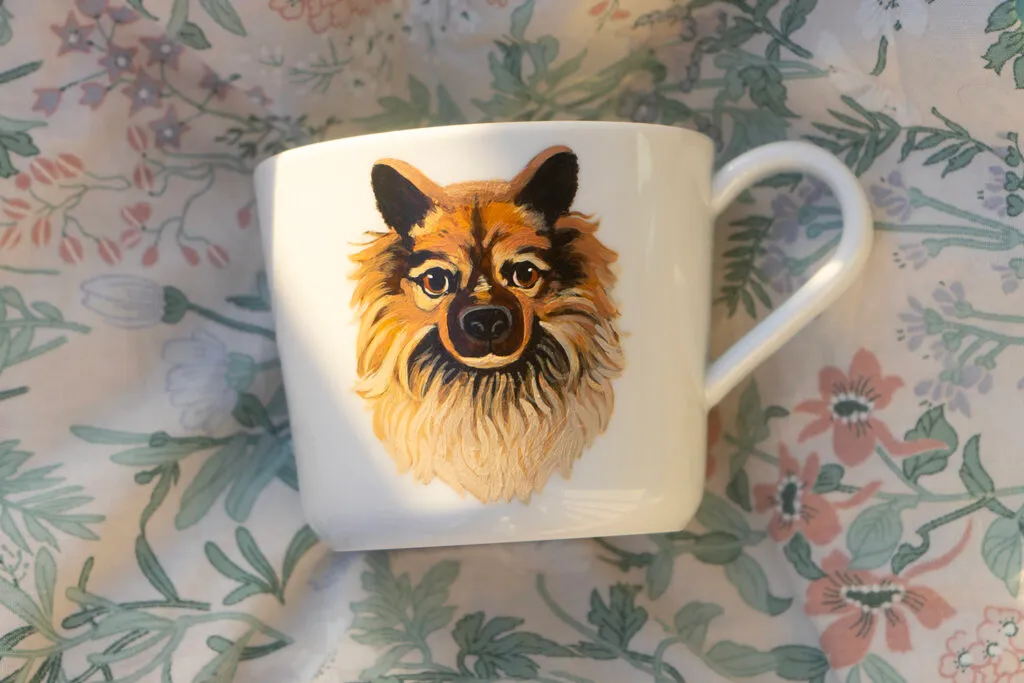 Painted mug with a dog