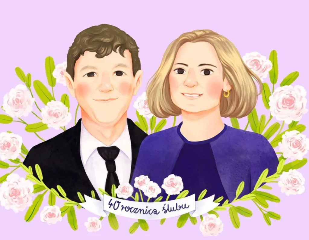 Portret na 40-tą rocznicę - Portret na zamówienie · 2024, ilustracja Anny Karwali