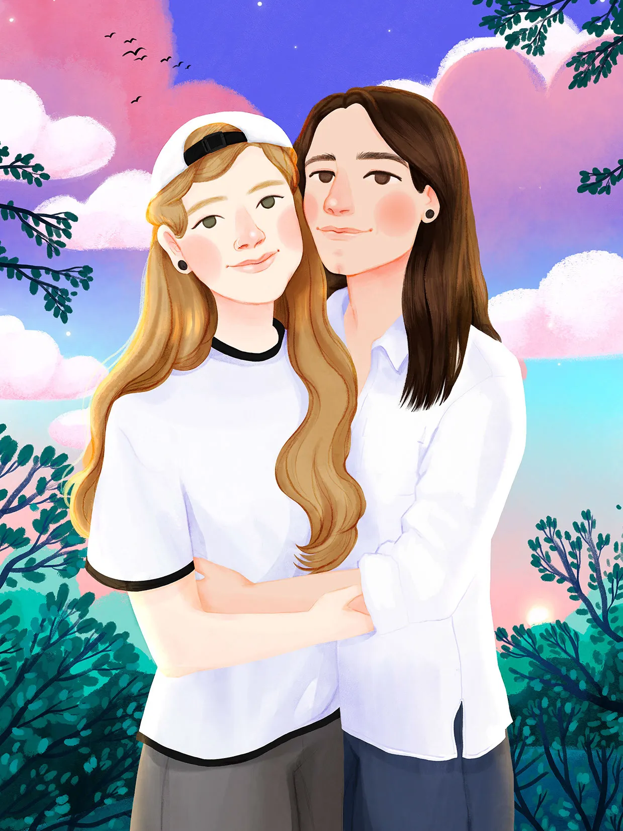 Portret pary na zamówienie - ilustracja cyfrowa Anny Karwali