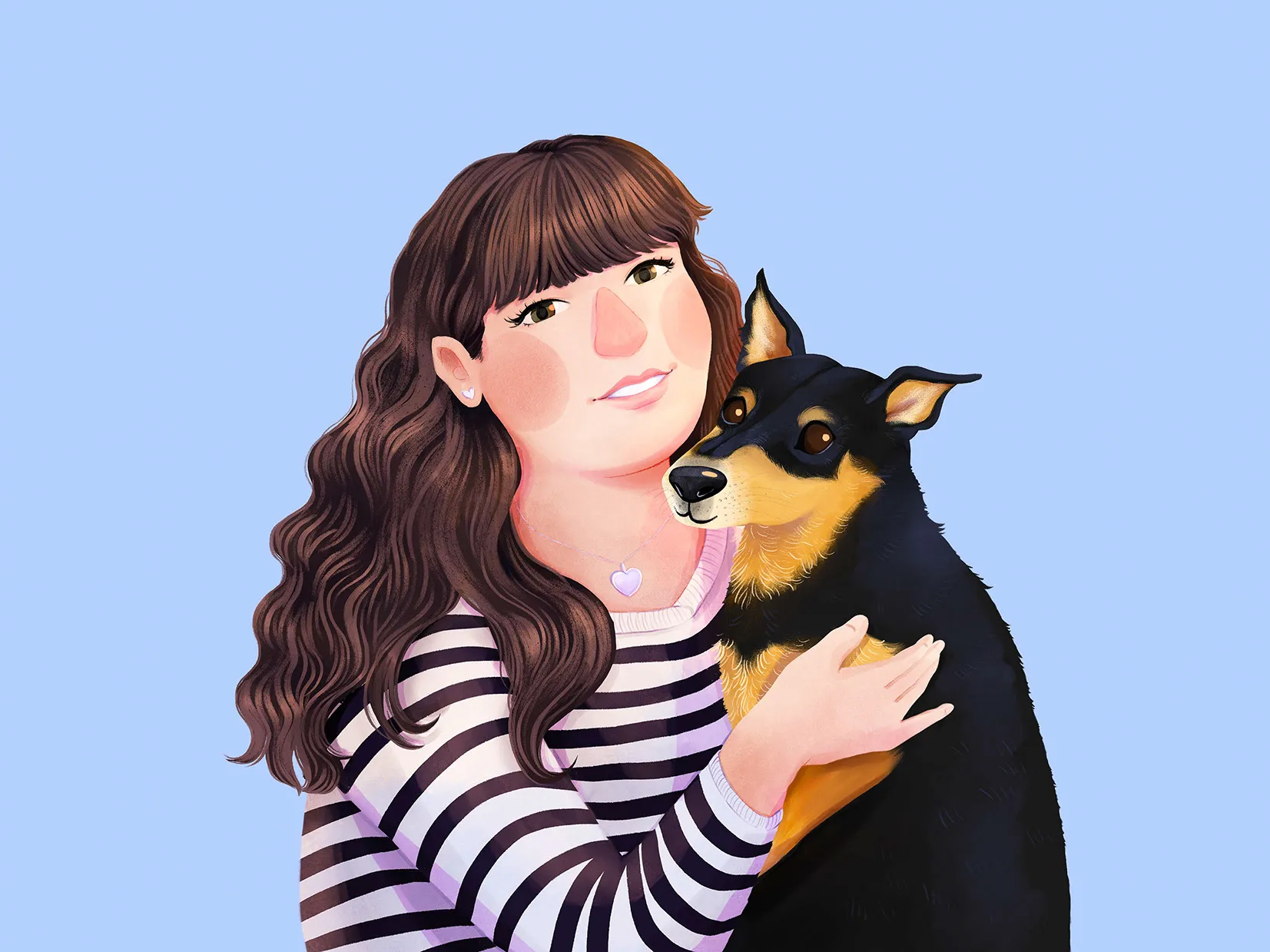 Portret rodzinny z psem - ilustracja cyfrowa