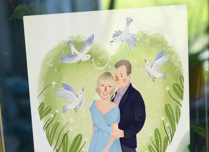 wyjątkowy portret ilustrowany dla nowożeńców